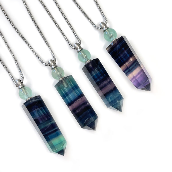 Rainbow fluorite hot sale crystal necklace