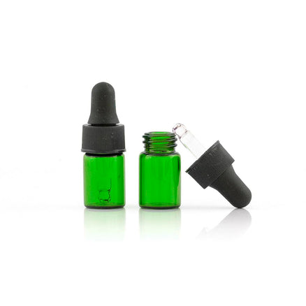 2ml (5/8 Dram) Green Glass Dropper Bottles (5 pack)