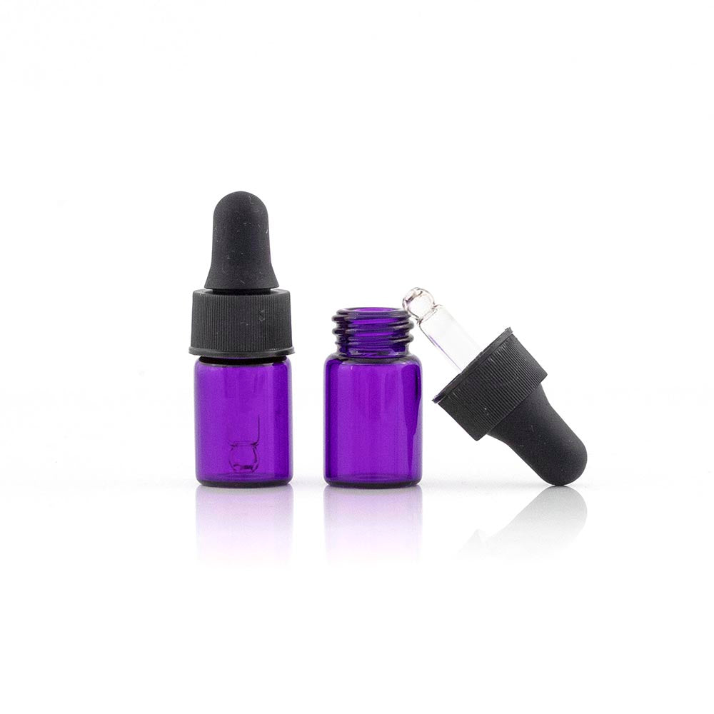 2ml (5/8 Dram) Purple Glass Dropper Bottles (5 pack)