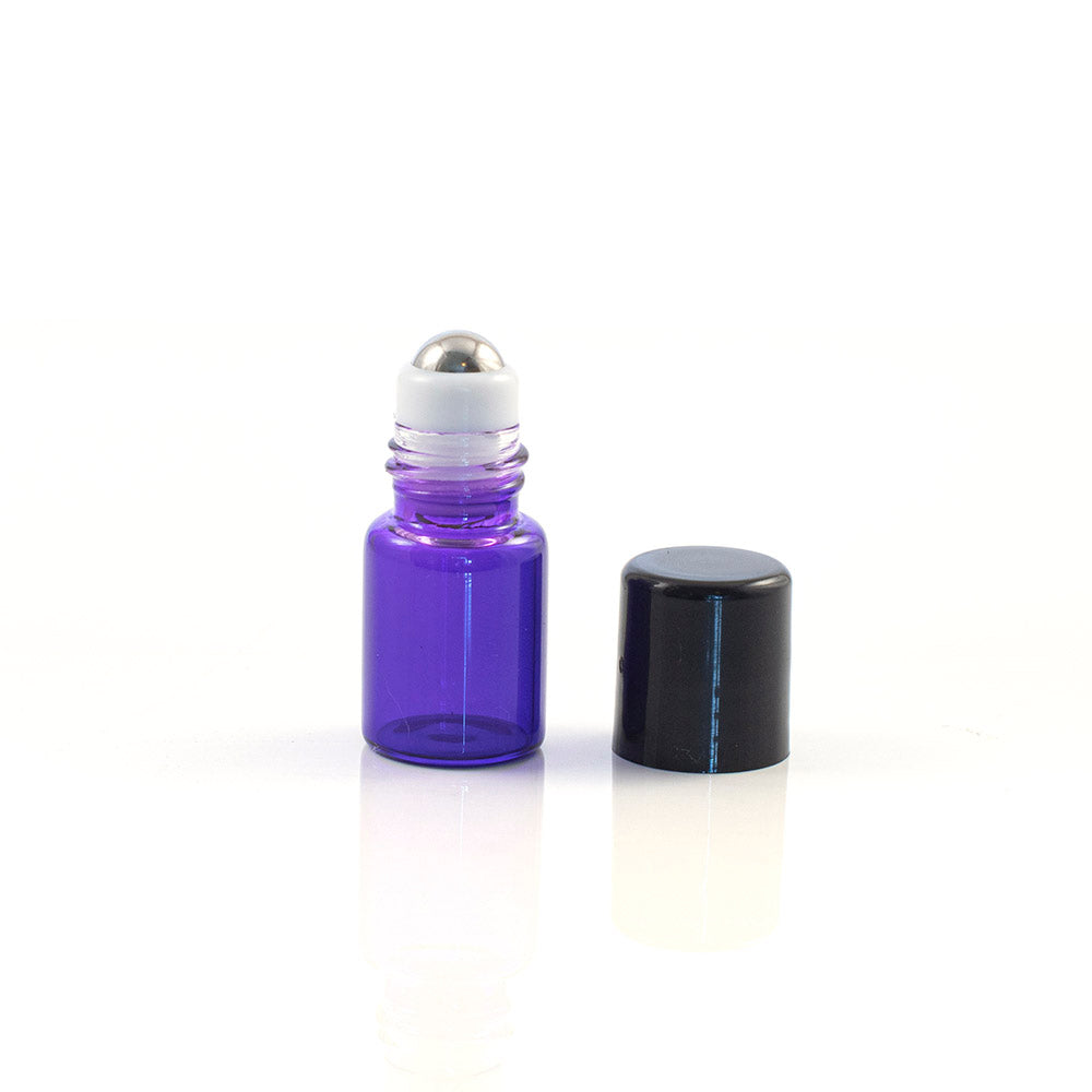 2ml Purple Roller Bottles with Stainless Steel Rollers (5 pack)