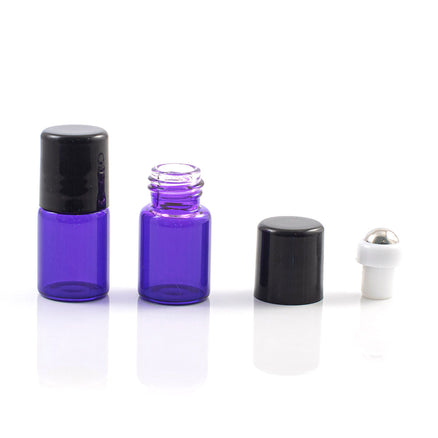 2ml Purple Roller Bottles with Stainless Steel Rollers (5 pack)