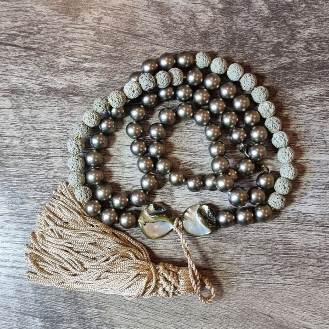 Olive Pearl Bead Diffuser Necklace