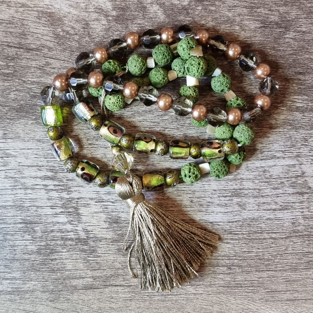 Olive Bead Diffuser Necklace