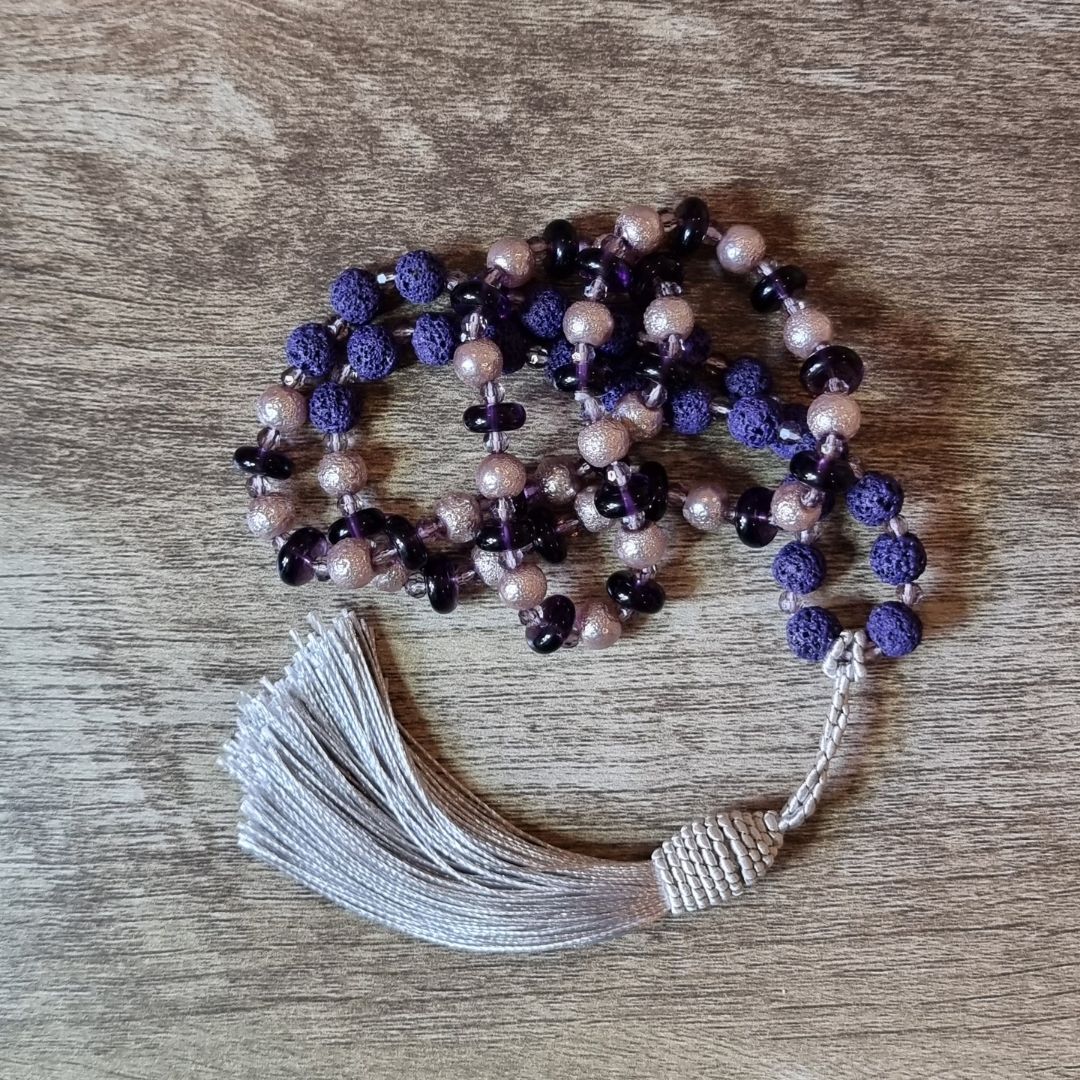 Purple Heart Bead Diffuser Necklace