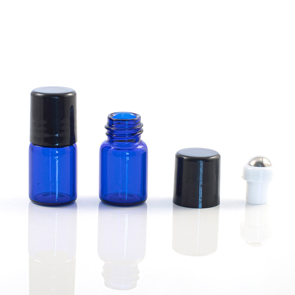 2ml (5/8 Dram) Blue Roller Bottles with Stainless Steel Rollers (5 pack)