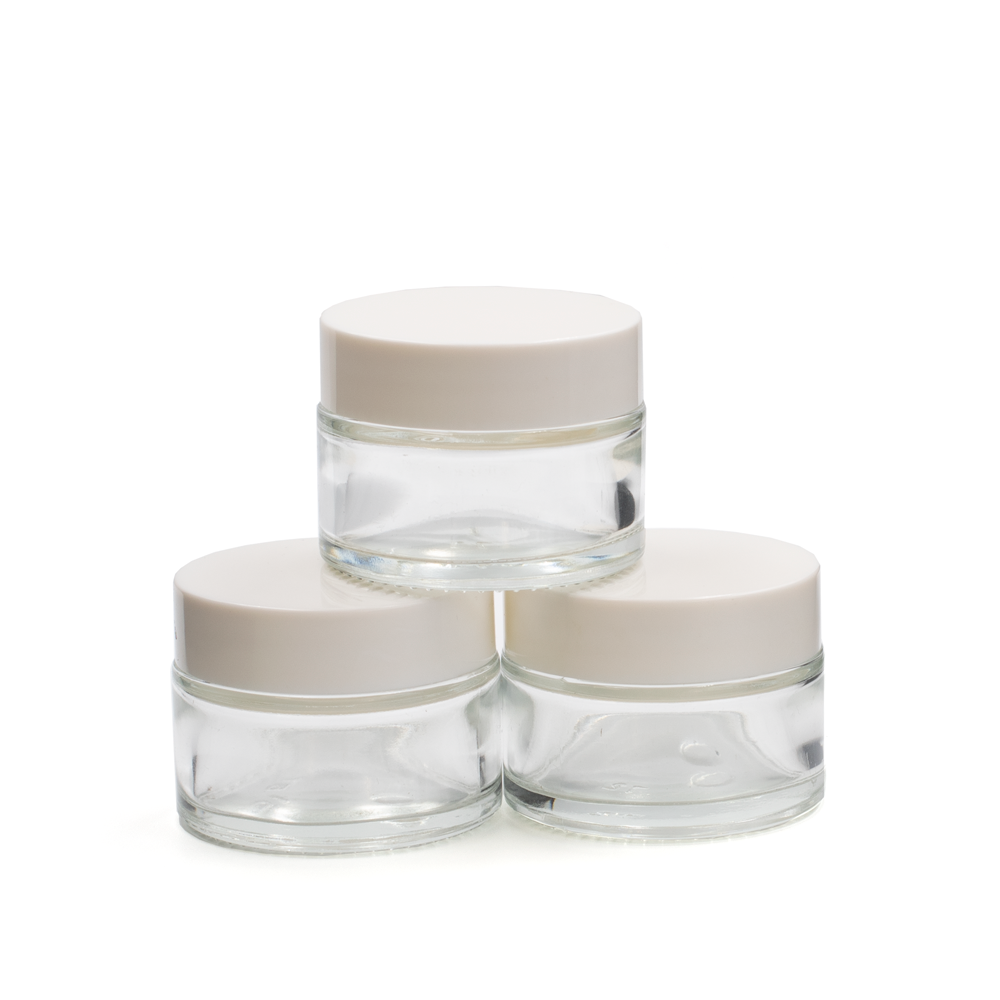 30ml Glass Jar with White Lid (3pk)