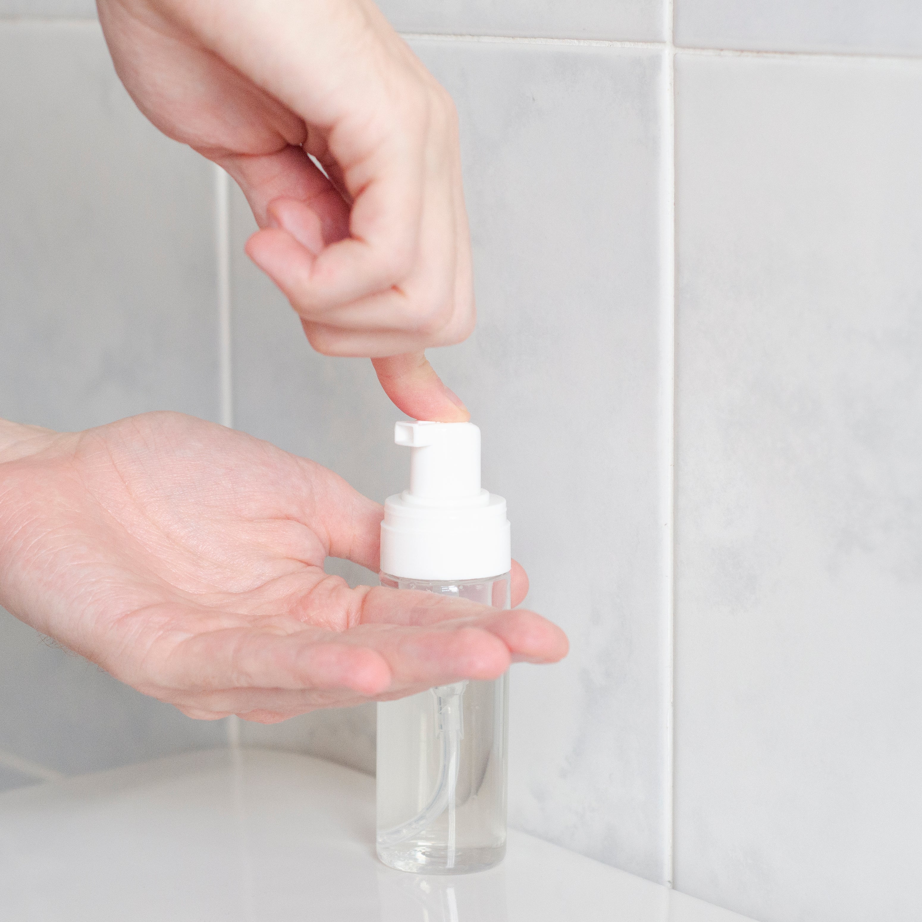 50ml Clear Plastic Bottle with White Foaming Pump Dispenser