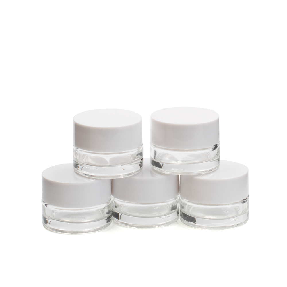 7ml Glass Jar with White Lid (5pk)