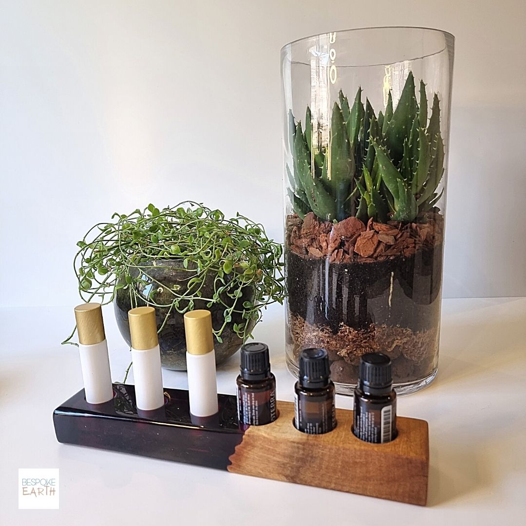 Dark Red Clear Resin Essential Oil Display Stand - by Bespoke Earth