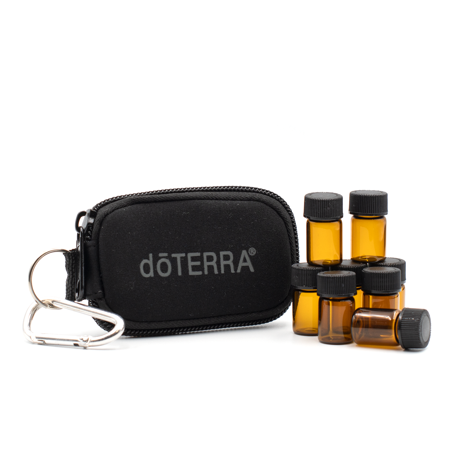 Black - dōTERRA® Branded Key Chain Case with 8 Sample Vials (5/8 Dram)