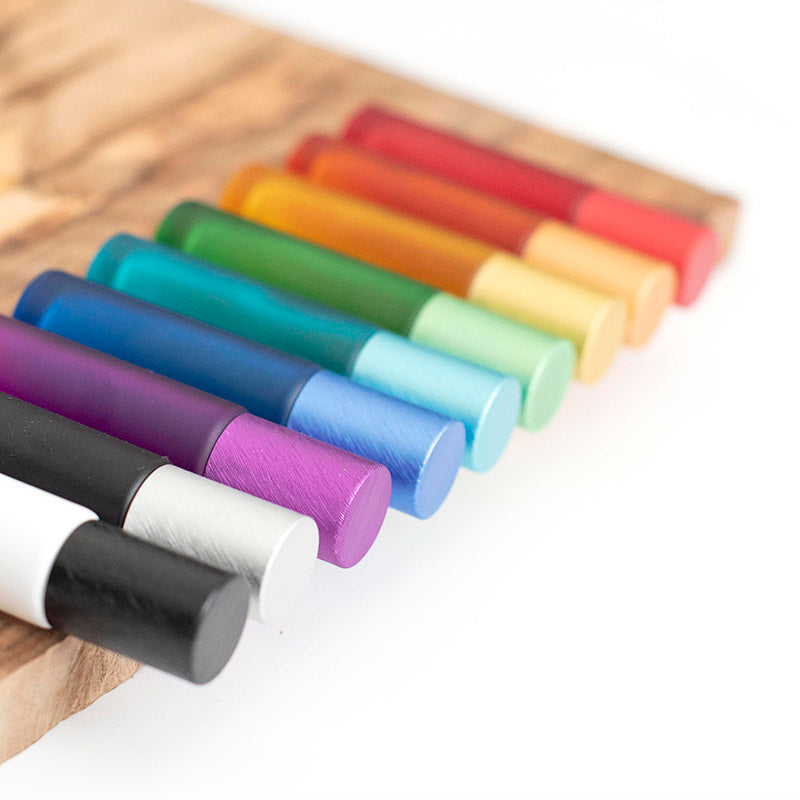 Deluxe 10ml Frosted Multi-coloured roller bottles with Metallic Caps and Travel Case (set of 9 bottles)