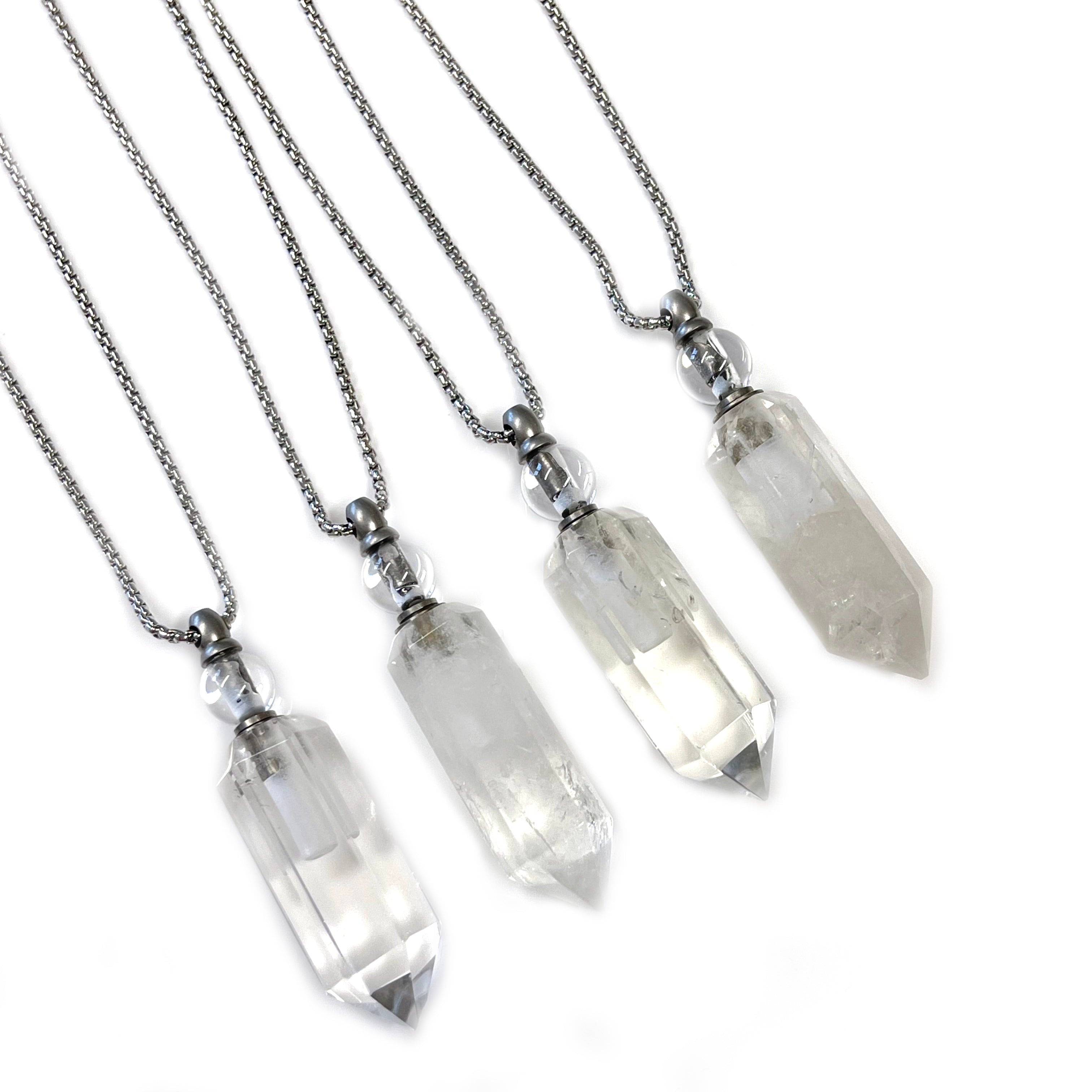 Clear Quartz Gemstone Vial Necklace