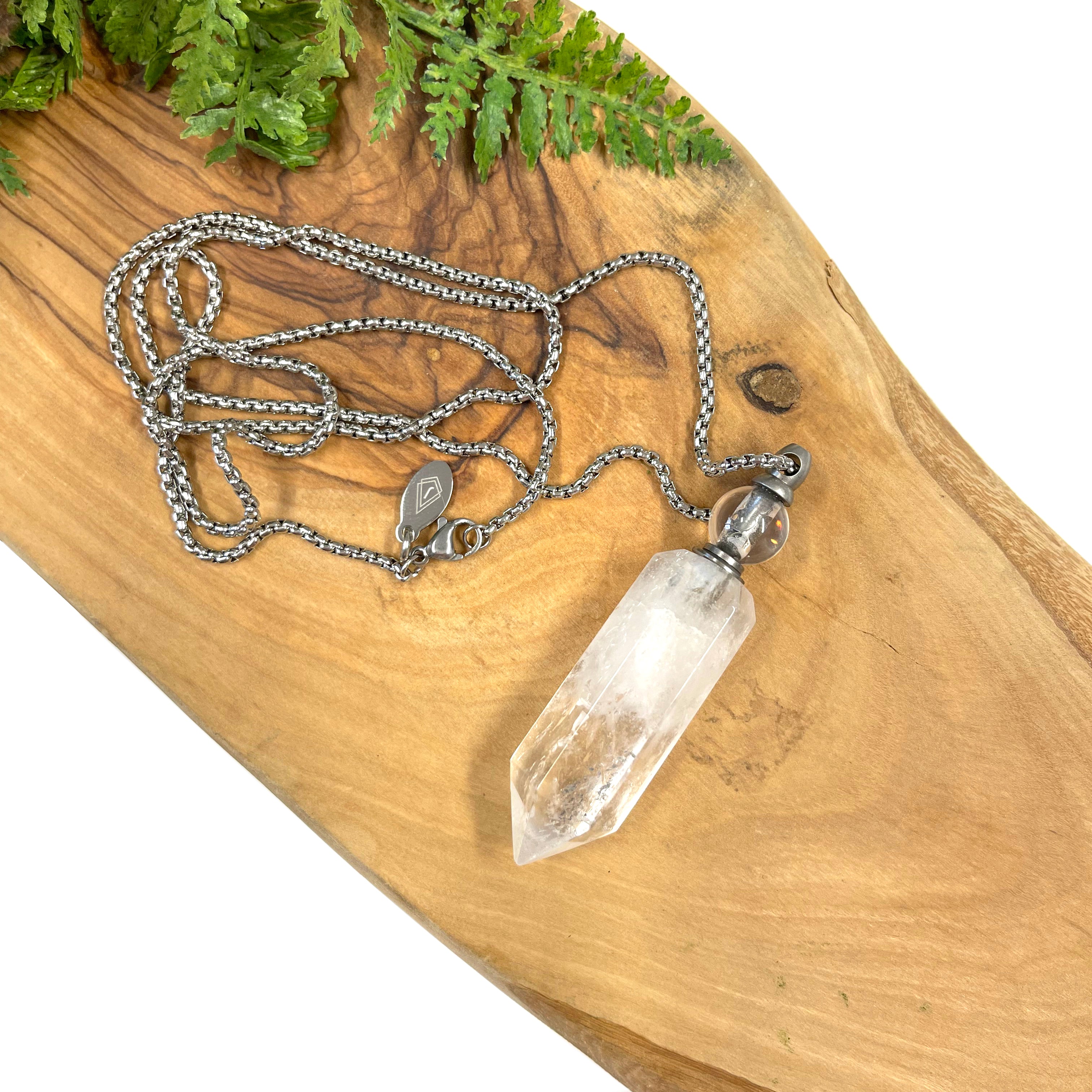 Clear Quartz Gemstone Vial Necklace