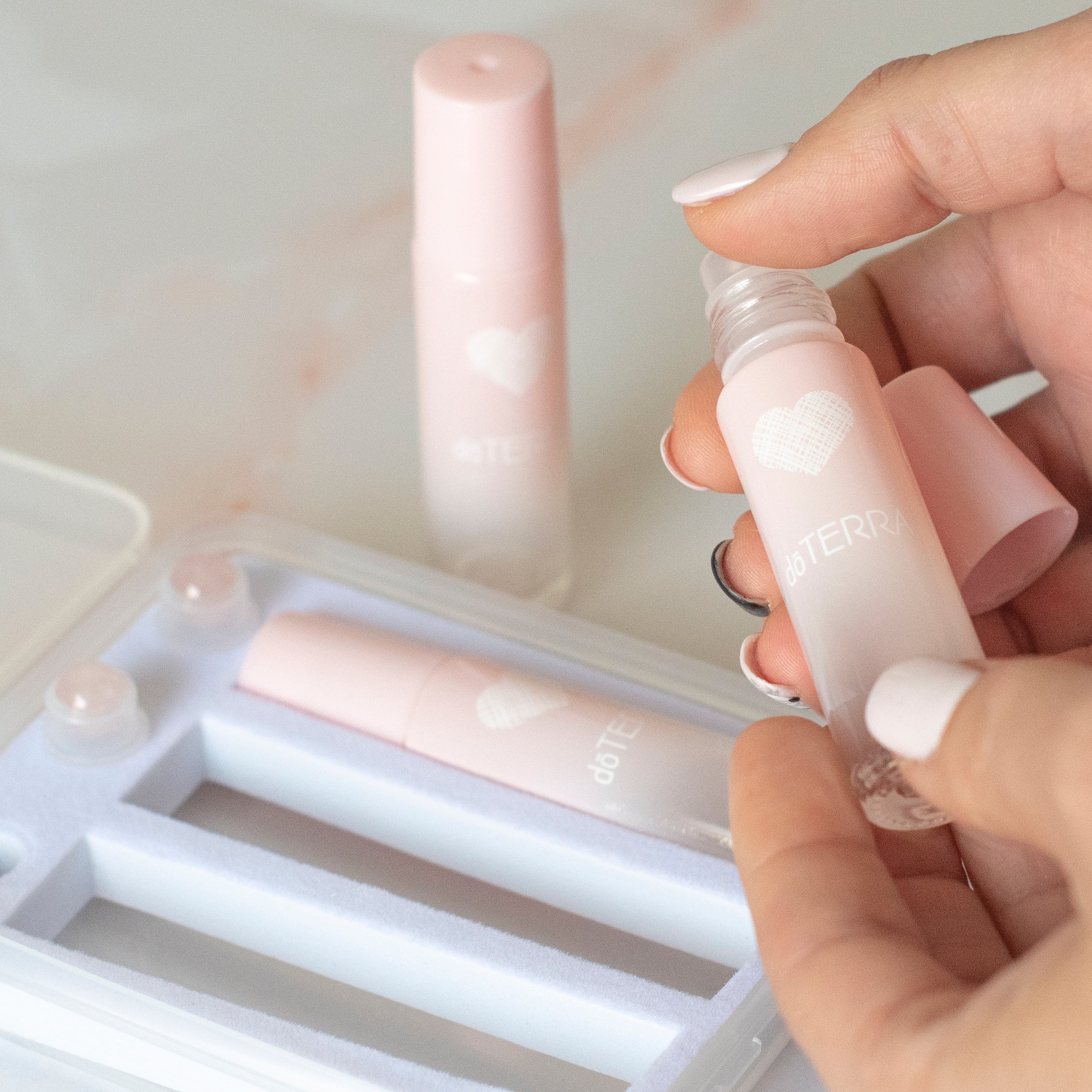 10ml dōTERRA Blush Roller Bottles with Rose Quartz roller (3pk)