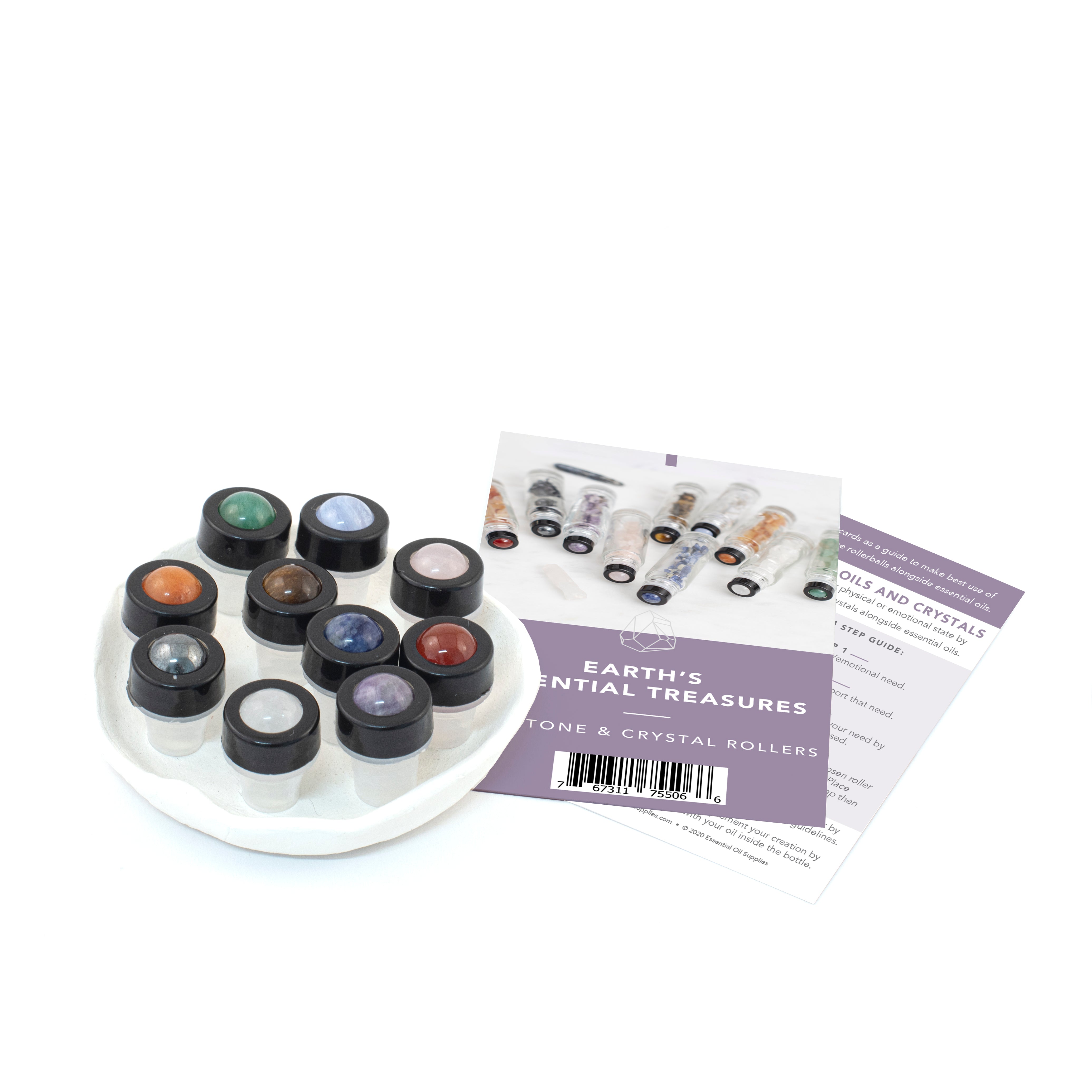 Luxury Gemstone & Crystal Rollerballs with Brochure (10 roller pack)