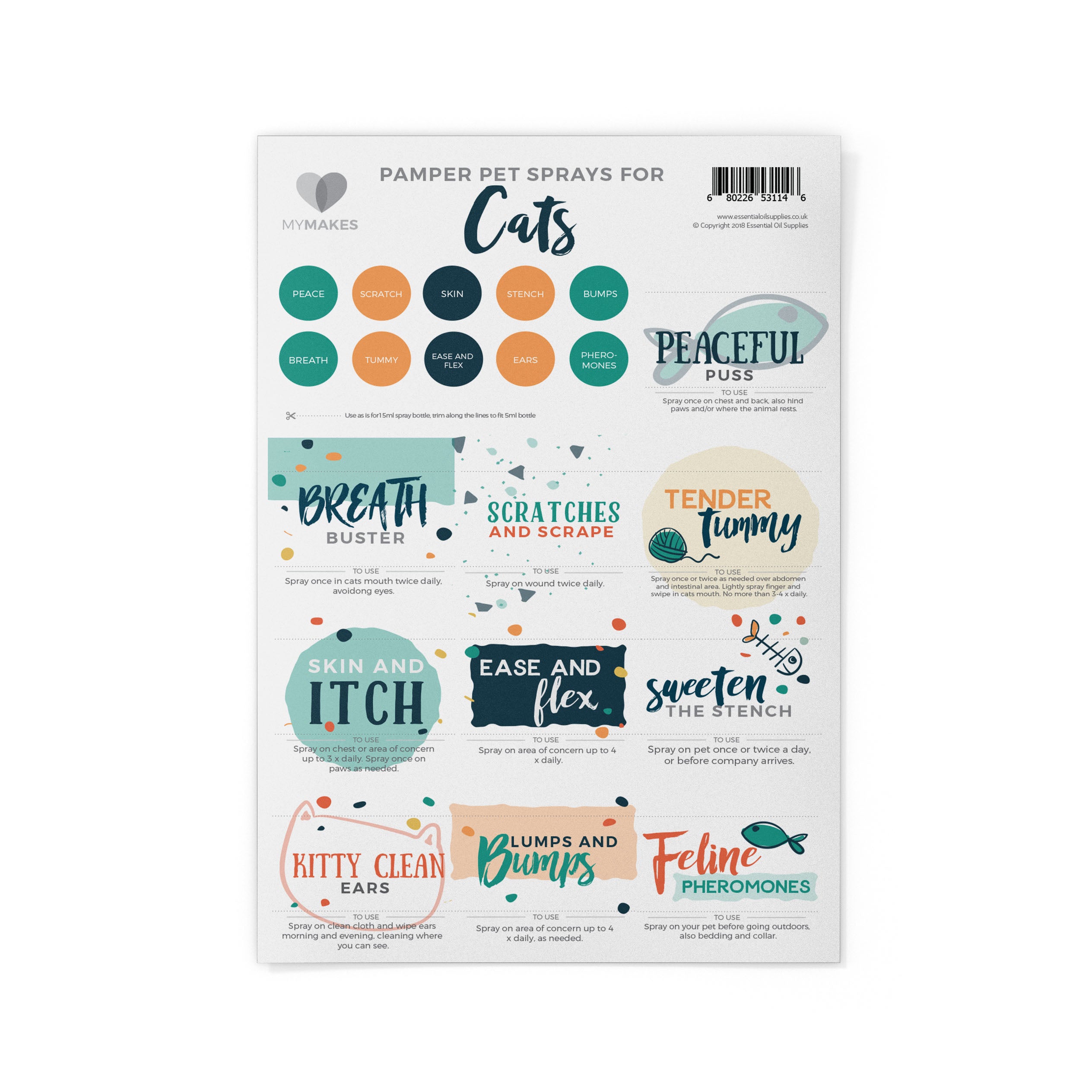 MyMakes : Pet Sprays for Cats Brochure + Recipes and Labels