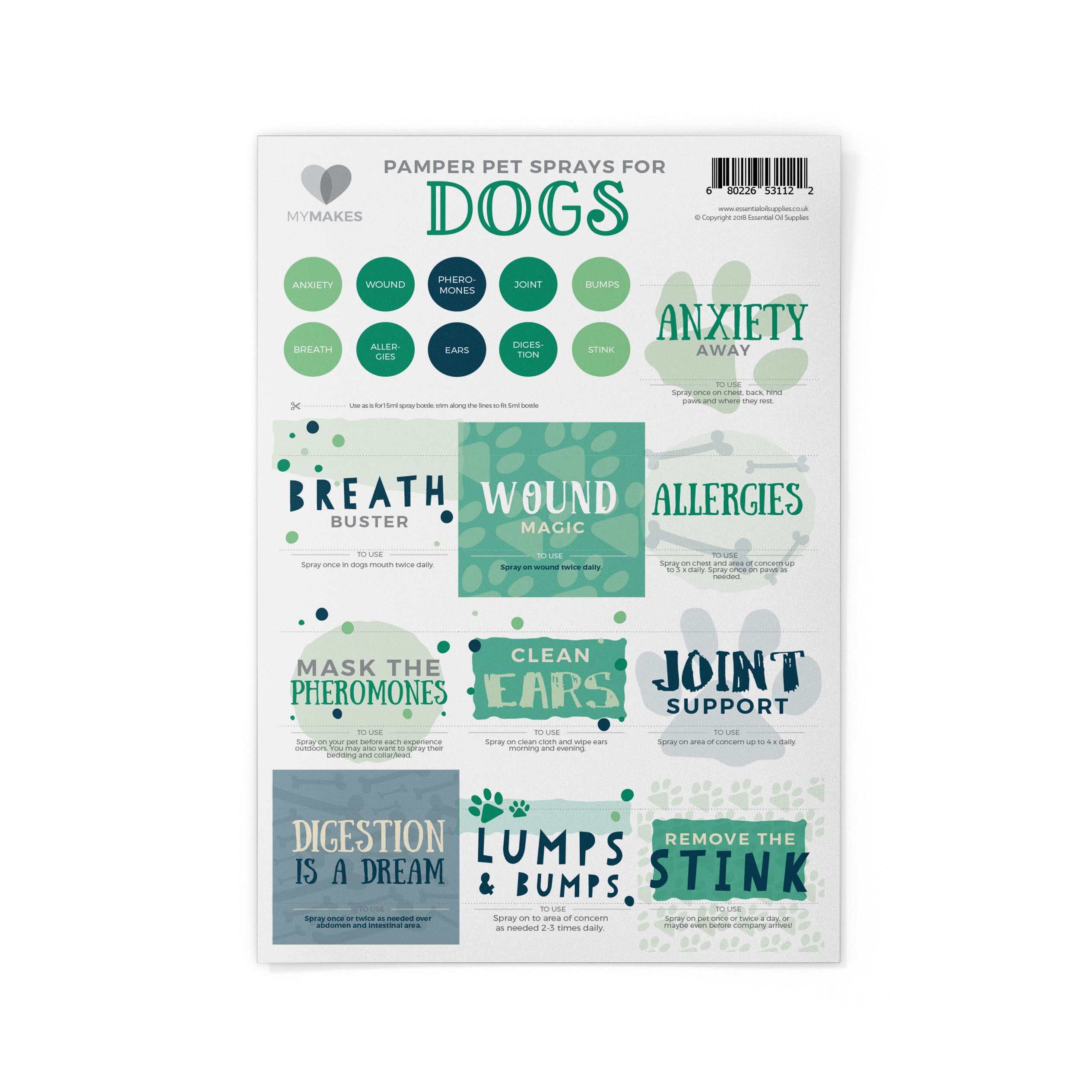 MyMakes : Pet Sprays for Dogs Brochure + Recipes and Labels