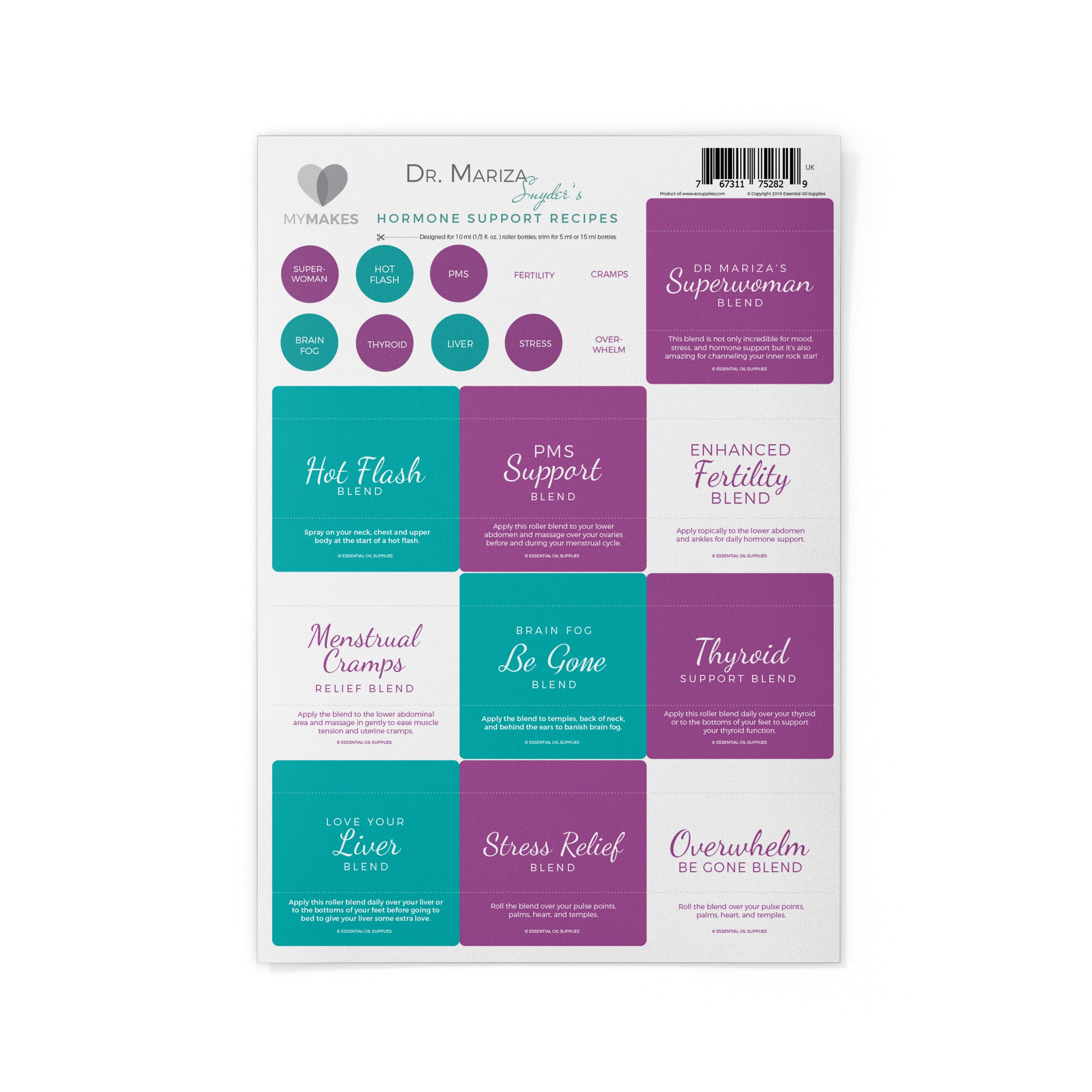 MyMakes : Hormone Support Brochure by Dr Mariza Snyder + Recipes & Labels