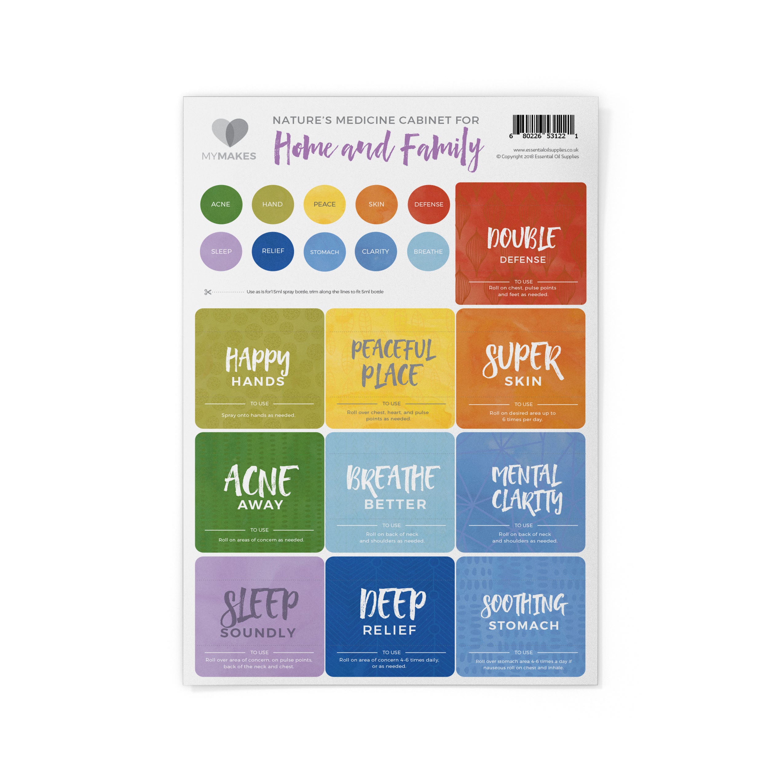 MyMakes : Natures Medicine Cabinet for HOME & FAMILY Brochure + Recipes and Labels