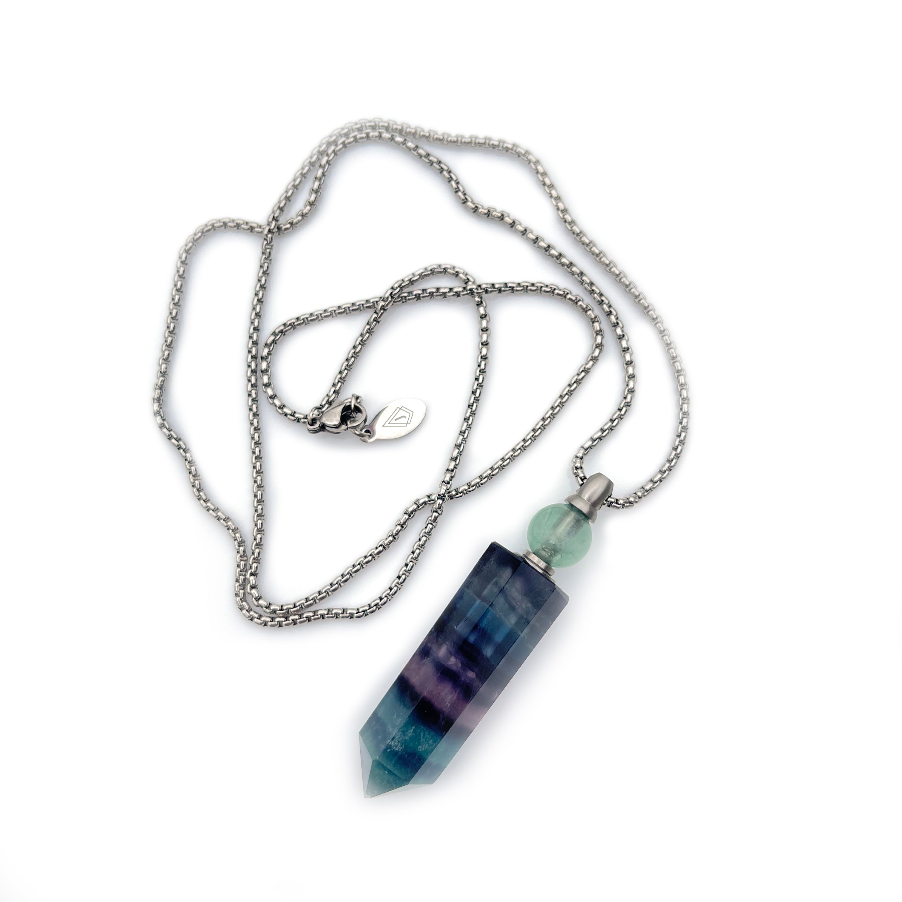 Rainbow Fluorite Gemstone Vial Necklace