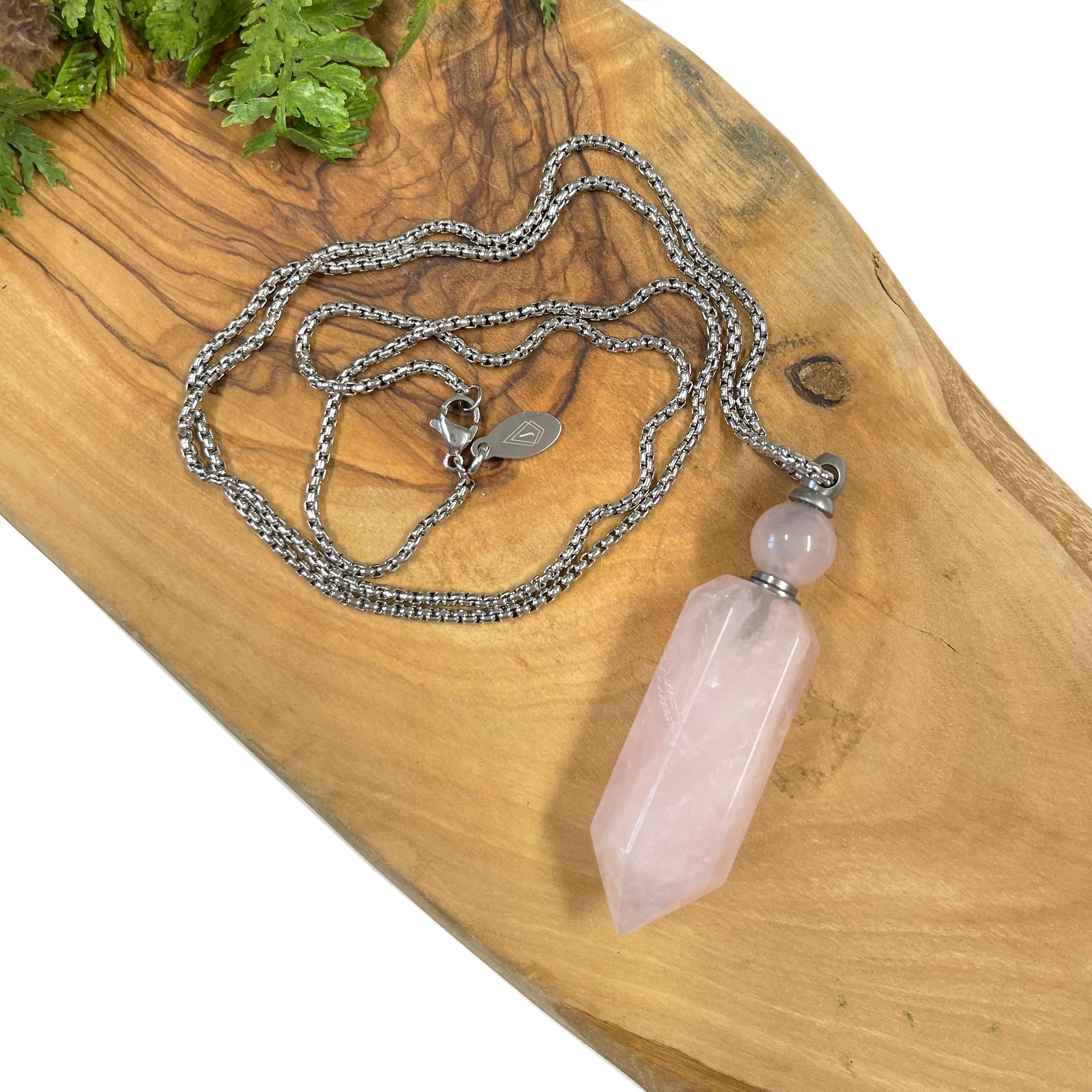 Rose Quartz Gemstone Vial Necklace